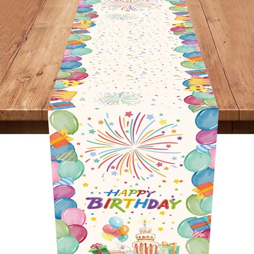 Xinvery Tischläufer Geburtstag,Bunt Party Tischläufer Geburtstag Dekoration Ballon Band Tischläufer Tisch Deko für Kinder Mädchen Jungen Geburtstag Party Dekoration 180 x 35cm von Xinvery