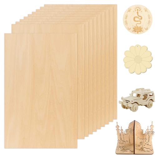 10pcs 200 x 300 x 3 mm Lindenholz Bastel Holzplatte,Unbehandelte Holzplatten Basteln, Blanko Bastelholz Sperrholzplatte für Laserprojekte, DIY Modell, Kunst Handwerk, Gemälde, Home Decor von Xinxinphi