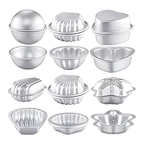 Xinyan 12 Stück 6 Formen Badebomben-Bastelpressform zum Basteln für Handgemachte Seifen, Kerzen, Kuchen, Backen von Xinyan