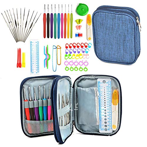 Xinyanmy 72er Häkelnadel Set All-in-One Häkelset Zubehör Kit Häkeln mit Tragbar Tasche, Ergonomischer Griff Häkeln Stricken Nadeln-Beste Wahl für Anfänger und Profis von Xinyanmy