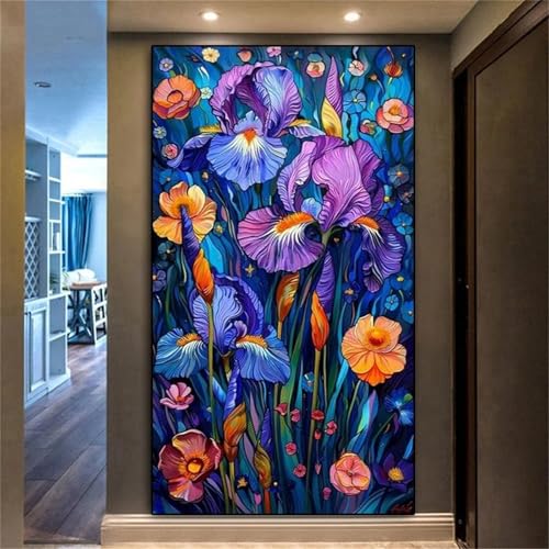 Xinyuer 5D Diamond Painting Set für Erwachsene Lila Blumen, Diamant Painting Bilder XXL, DIY Diamant Malerei Kits Strass Stickerei Malerei Painting Set für Home Décor Round Drill 80x160cm von Xinyuer