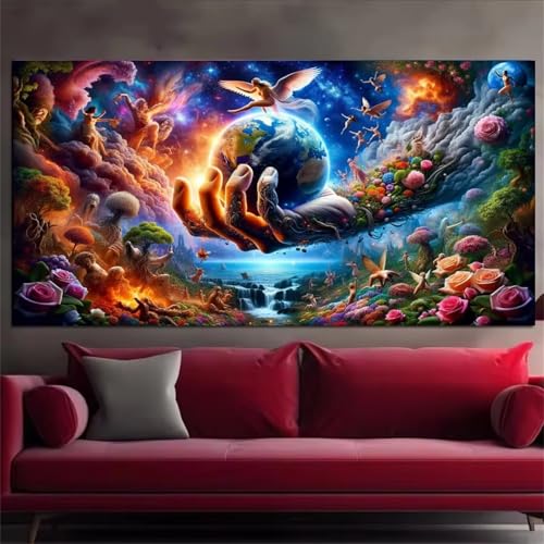 Xinyuer Diamant Painting Erwachsene Groß XXL Erde Fantasy Landschaft, Diamant Painting Bilder Erwachsene, Vollbohrer Diamant Malerei DIY Diamond Painting Set für Haus Dekoration Square Drill 70x140cm von Xinyuer