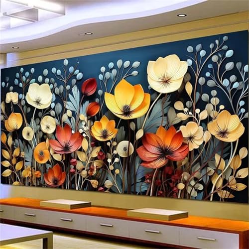 Xinyuer Diamond Painting Erwachsene Groß XXL Gelbe Blume, Diamant Painting Bilder Erwachsene, Vollbohrer Diamant Malerei DIY Diamond Painting Set für Haus Dekoration Round Drill 90x180cm von Xinyuer