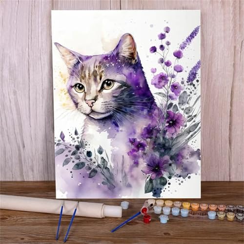 Xinyuer Malen Nach Zahlen Erwachsene Aquarell Tier, Malen Nach Zahlen Anfänger Set, mit 3-Pinseln und Acrylfarbe für Home Decor 40x50cm (Kein Rahmen) von Xinyuer