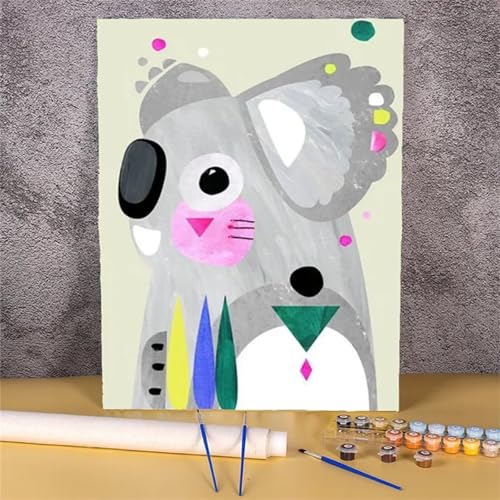 Xinyuer Malen Nach Zahlen Erwachsene Cartoon Koala, Malen Nach Zahlen Anfänger Set, mit 3-Pinseln und Acrylfarbe für Home Decor 30x40cm (DIY-Rahmen) von Xinyuer