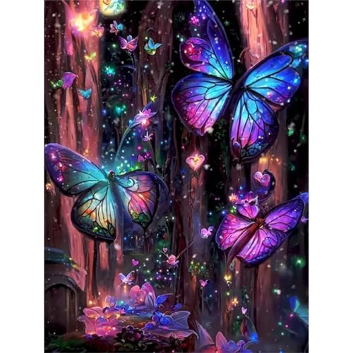 Xinyuer Malen Nach Zahlen Erwachsene Schmetterlingsbaum, Malen Nach Zahlen Anfänger Set, mit 3-Pinseln und Acrylfarbe für Home Decor 60x75cm (DIY-Rahmen) von Xinyuer