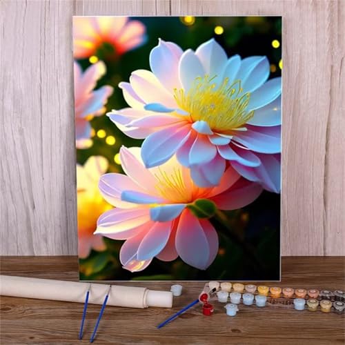 Xinyuer Malen Nach Zahlen Erwachsene Sonnige Blumen, Malen Nach Zahlen Anfänger Set, mit 3-Pinseln und Acrylfarbe für Home Decor 30x40cm (DIY-Rahmen) von Xinyuer