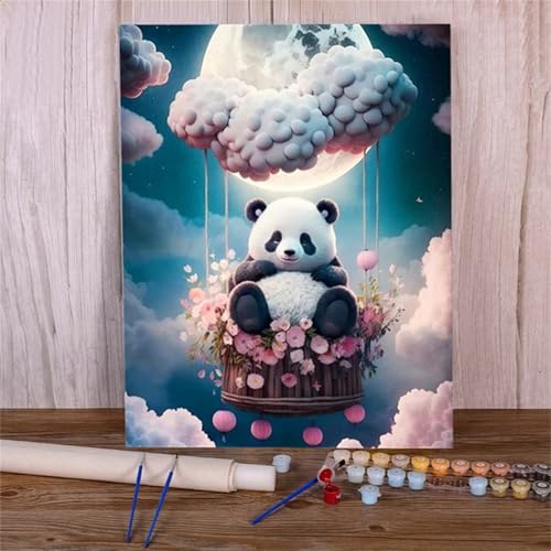 Xinyuer Malen Nach Zahlen Erwachsene Tier Panda, Malen Nach Zahlen Anfänger Set, mit 3-Pinseln und Acrylfarbe für Home Decor 30x40cm (Kein Rahmen) von Xinyuer