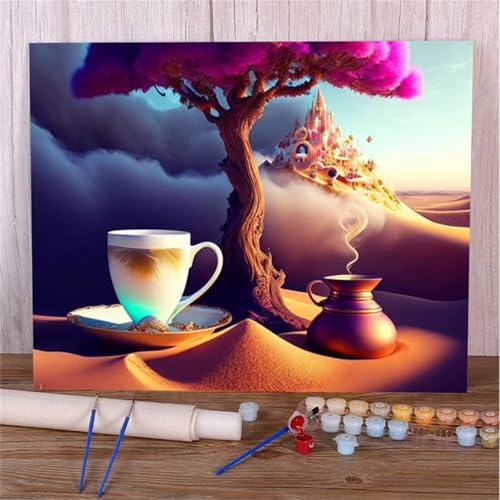 Xinyuer Malen Nach Zahlen Erwachsene Wüstenlandschaft, Malen Nach Zahlen Anfänger Set, mit 3-Pinseln und Acrylfarbe für Home Decor 45x60cm (DIY-Rahmen) von Xinyuer