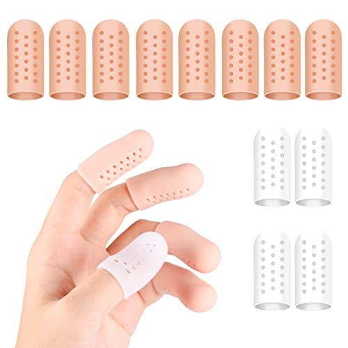 Xinzistar 12 Stück Fingerschutz Silikon Gel Fingerlinge Daumenschutz Atmungsaktive Fingerhülsen Finger Abdeckung Fingerkappen für Triggerfinger Handekzem Fingerarthritis, Bei Blasen, Fingerknacken von Xinzistar