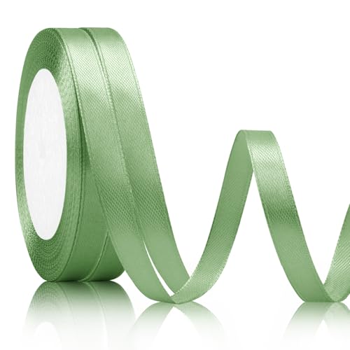 2pcs 10mm, 23meters Geschenkband Salbeigrün Hellgrün Stoffband Geschenkband grün Satinband grün Salbeigrün für Hochzeit Weihnachten Satinband Hochzeitsdekoration Taufe und Geburtstag Geschenke von Xioabre