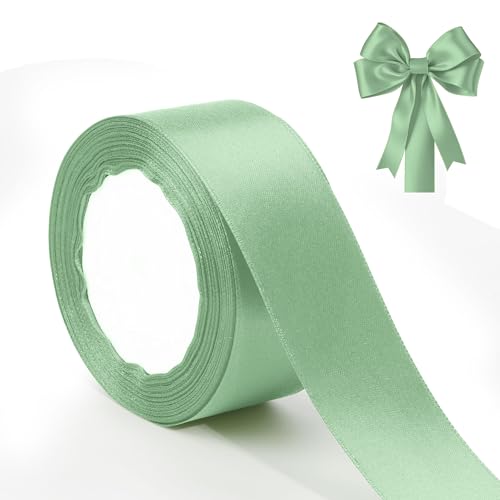 2pcs 10mm, 23meters Geschenkband Salbeigrün Hellgrün Stoffband Geschenkband grün Satinband grün Salbeigrün für Hochzeit Weihnachten Satinband Hochzeitsdekoration Taufe und Geburtstag Geschenke von Xioabre