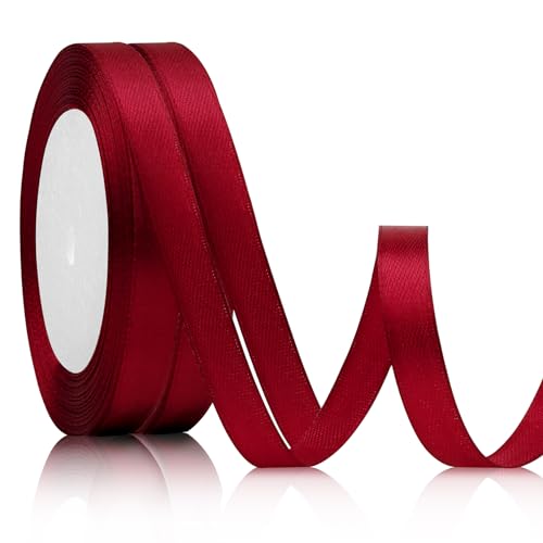 2pcs Satinband Burgunderrot 1cmx25yard Schleifenband Bordeaux Weinrot Schleifenband Hochzeit Party Deko Geschenkband Rot Satinbänder Burgunderrot Dekoration Bänder Für Geburtstag Deko Jugendweihe von Xioabre