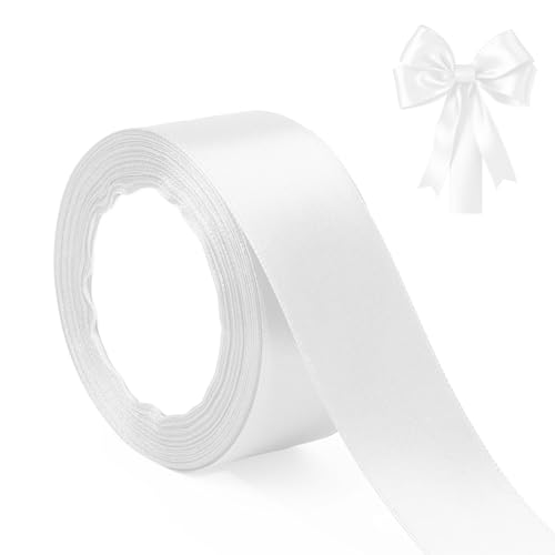 40mm 23m Geschenkband Weiss Satinband Weiss Hochzeitsdekoration Geschenkband Breit Schleifenband Weihnachten Breit Geschenkband Weiß BrautstraußBand Geschenkband Weihnachten von Xioabre