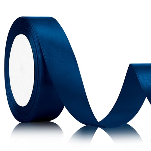 Geschenkband Blau Satinband Marineblau 25mm Breit 22meters Schleifenband Weihnachten Geschenkband Dunkelblau Geschenkband Hochzeit für Band Brautstrauß Satinband Hochzeitsdekoration Dirndl Dunkelblau von Xioabre