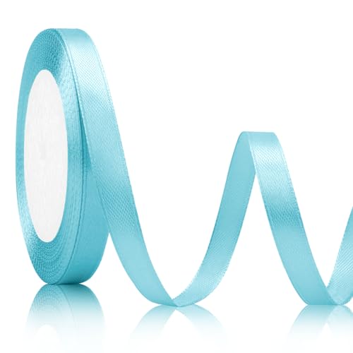 Geschenkband Blau Satinband Hellblau 10mm Breit Geschenkband Satin 23meters Geschenkband Blau Schleifenband Weihnachten Geschenkband Hochzeit Stoff für Band Hochzeitsdekoration Deko Blau Blaues Band von Xioabre