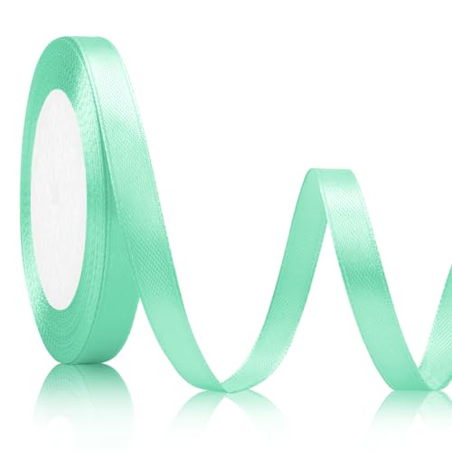 Satinband grün Geschenkband Aquamarin 10mm, 23meters Geschenkband Schleifenband Weihnachten Geschenkband Hochzeit Stoff für Band Brautstrauß Hochzeitsdekoration Satinband Dekoband Geschenkband grün 25 von Xioabre