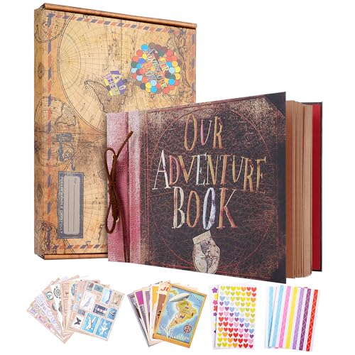 Our Adventure Book Photo Album 11.9 X 7.6 Inch,Adventure Book Fotoalbum 80 Seiten,3d Retro GepräGter Brief Hardcover Movie Up Scrapbook Album,Anniversary For Her,Valentinstag(Ballon) von XiongXiong