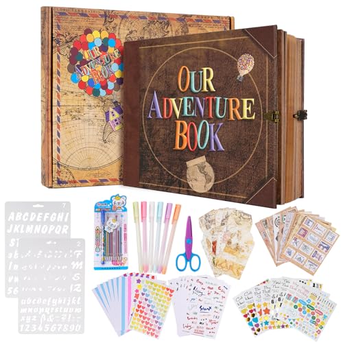 Our adventure book Scrapbook Fotoalbum, Retro-Stil geprägte Brief Abdeckung Reisetagebuch Journal Scrap Buch Kit für Paare,Erinnerung Buch für Jahrestag Hochzeit,Weihnachten,Valentinstag von XiongXiong