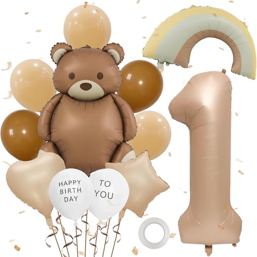 13 Bär Luftballons Geburtstagsdeko 1 Jahr Bär Folienballon Set Junge Mädchen Erster Bärenballon Tiere Ballons Für Kindergeburtstagsdeko Waldtierdeko Babyparty von Xionghonglong