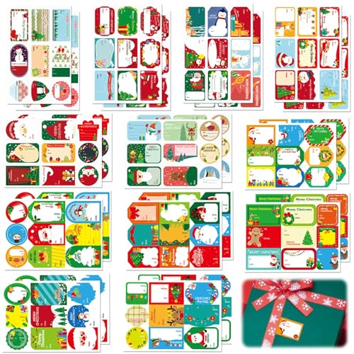 261 Stück Weihnachten Geschenkaufkleber, 18 * 13cm Weihnachtssticker Selbstklebend Geschenkaufkleber Weihnachten Namensaufkleber Weihnachtsetiketten für Weihnachtsdeko Geschenkverpackungen von Xionghonglong