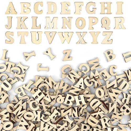 208 Stück Holzbuchstaben, 15mm Buchstaben Holz, Holzbuchstaben zum Basteln, Unbearbeitete Holz Buchstaben Deko, Holzbuchstaben Klein (A-Z), Scrabble Deko für Basteln, Hochzeit, Weihnachtsdekoration von Xishoyen