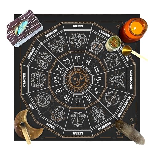 Xistuoz Altartuch Tarotkarten Tischservietten Hexereibedarf Tischdecke Quadratisch Spirituell Himmlisches Decktuch, 49 x 49 cm von Xistuoz