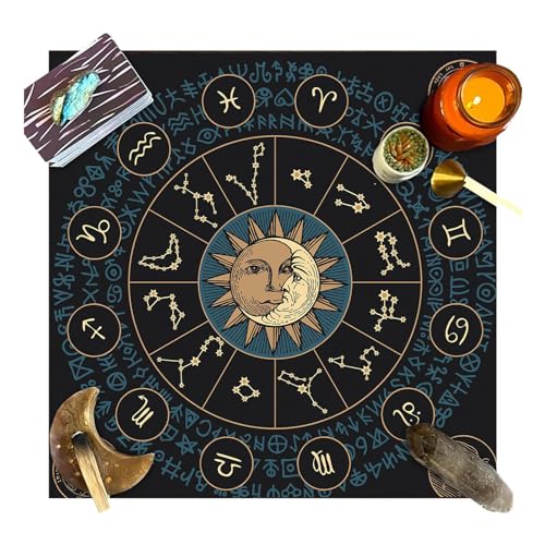 Xistuoz Altartuch Tarotkarten Tischservietten Hexereibedarf Tischdecke Quadratisch Spirituell Himmlisches Decktuch, 49 x 49 cm von Xistuoz