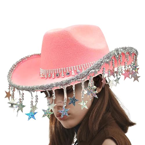 Xistuoz Cowgirl-Hut für Mädchen mit Quaste, Western-Cowboyhut, Kopfbedeckung mit fünfzackigen Sternquasten für Maskerade-Accessoires Xistuoz Cowgirl-Hut für Mädchen mit Quaste, Western-Cowboyhut, Kopfbedeckung mit fünfzackigen Sternquasten für Maskerade-Accessoires von Xistuoz