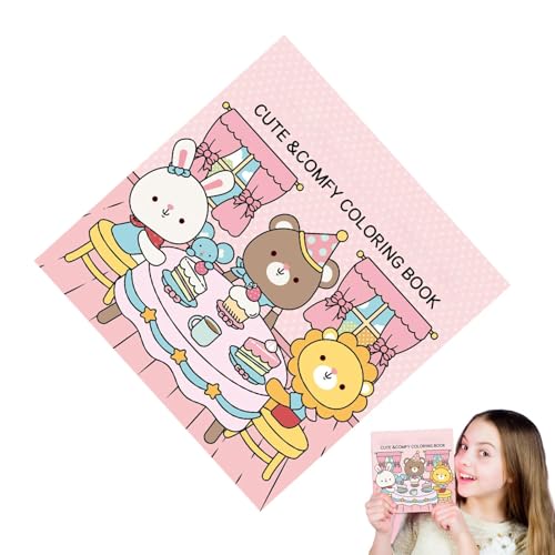 Xistuoz Cozy Friends Malbuch | Fettes und einfaches Malbuch, lustige einfache Malbücher, niedliche Tier-Zeichenbücher für Kinder, Erwachsene und Kinder von Xistuoz