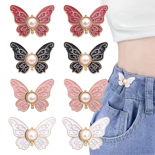 Xistuoz Jeansknopfnadeln, 8 x Schmetterlings-Taillenverlängerung, Jeansknopfnadeln, verstellbare Hosen-Clips, abnehmbar, wiederverwendbar, kein Nähzubehör für Jacken, Rucksäcke Xistuoz Jeansknopfnadeln, 8 x Schmetterlings-Taillenverlängerung, Jeansknopfnadeln, verstellbare Hosen-Clips, abnehmbar, wiederverwendbar, kein Nähzubehör für Jacken, Rucksäcke von Xistuoz