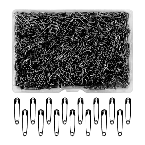 500 Stück Sicherheitsnadeln 19mm Klein Schwarz Set für Schmuckherstellung, Kunsthandwerk und Nähen 500 Stück Sicherheitsnadeln 19mm Klein Schwarz Set für Schmuckherstellung, Kunsthandwerk und Nähen von XiuGlimpse