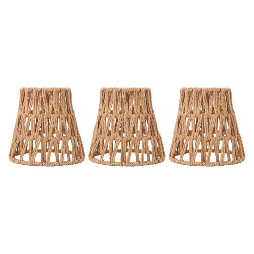 Xiuganpo 3pcs Rattan Anhängerlampenschatten, Gewebter Lampenschirm Austausch für Hängende Lampe, Bodenlichter, Schreibtischlampe, Wandleuchte Leichte Abdeckung für das Heimrestaurant Cafe von Xiuganpo