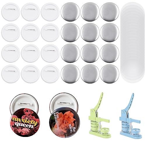 100 Stück 58mm Buttons Leere Schaltfläche Abzeichen Knopfteile Metallknopf Stiftabzeichen Satz Runden Abzeichen für Button Maker Maschine DIY Handwerk von XiyaxiVici