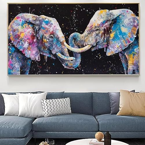 Malen Nach Zahlen Erwachsene, Malen Nach Zahlen Tier Paint by Numbers Elefant(1), DIY Handgemalt Ölgemälde Kit für Anfänger und Erwachsene Mit 3-Pinseln und Acrylfarbe, 100x200cm (Rahmenlos) XJ-892 von Xjaopfei