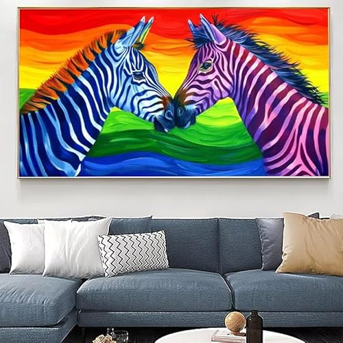 Malen Nach Zahlen Erwachsene, Malen Nach Zahlen Tier Paint by Numbers Zebra, DIY Handgemalt Ölgemälde Kit für Anfänger Erwachsene Mit 3-Pinseln und Acrylfarbe für Home Decor 45x90cm (Rahmenlos) XJ-893 von Xjaopfei