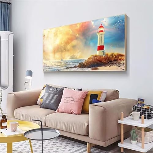 Malen Nach Zahlen Erwachsene Leuchtturm Malen Nach Zahlen Tier, Malen Nach Zahlen Kinder und Anfänger DIY Handbemalt Ölgemälde Leinwand Kit für Home Decor Frauen Geschenke (Ohne Rahmen) 60x120cm XD-90 von Xjaopfei