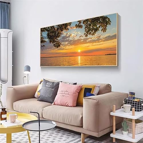 Malen Nach Zahlen Erwachsene Sonnenuntergang Malen Nach Zahlen Blätter, Malen Nach Zahlen Kinder und Anfänger DIY Handbemalt Ölgemälde Leinwand Kit für Home Decor, Geburtstag Geschenke 80x160cm XJ-573 von Xjaopfei