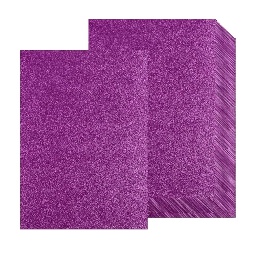 20 Blatt violettes Glitzer-Kartonpapier, A4, dickes Glitzer-Bastelpapier für Scrapbooking, Bastelarbeiten, Kunstprojekte, Grußkarten, Hochzeit, Geburtstag, Party, Dekoration, 250 g/m² (lila) von Xjoviative