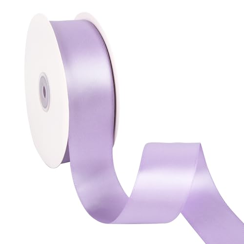 Doppelseitiges Lavendel-Satinband, 3,8 cm x 45,7 m, breites Band, Bastelstoff, Polyesterbänder für Geschenkverpackungen, Hochzeit, Schleifen, Kranz, Urlaubsdekoration, DIY Nähen von Xjoviative