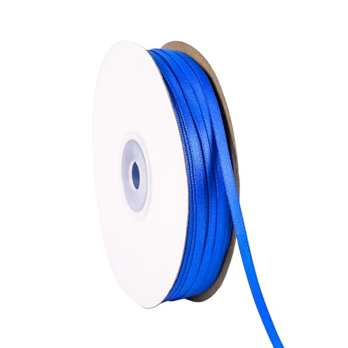 Doppelseitiges blaues Satinband, 0,3 cm x 91,4 m, dünnes Band, Bastelstoff, Polyesterbänder für Geschenkverpackungen, Hochzeit, Schleifen, Kranz, DIY Nähen (blau) von Xjoviative