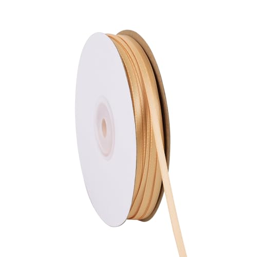 Doppelseitiges goldenes Satinband, 0,3 cm x 91,4 m, dünnes Band, Bastelstoff, Polyesterbänder für Geschenkverpackungen, Hochzeit, Schleifen, Kranz, DIY Nähen (Gold) von Xjoviative