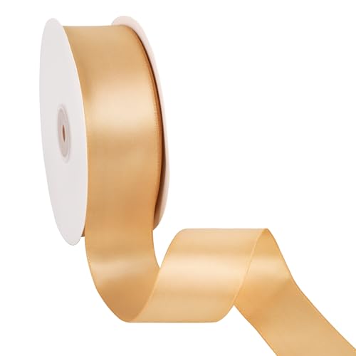 Doppelseitiges goldfarbenes Satinband, 3,8 cm x 45,7 m, breites Band, Bastelstoff, Polyesterbänder für Geschenkverpackungen, Hochzeit, Schleifen, Kranz, Urlaubsdekoration, DIY Nähen von Xjoviative