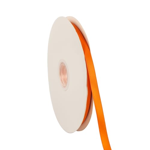 Doppelseitiges orangefarbenes Satinband, 0,95 cm x 91,4 m, Bastelstoffband, Polyesterbänder für Geschenkverpackungen, Hochzeit, Schleifen, Kranz, Urlaubsdekoration, DIY Nähen von Xjoviative