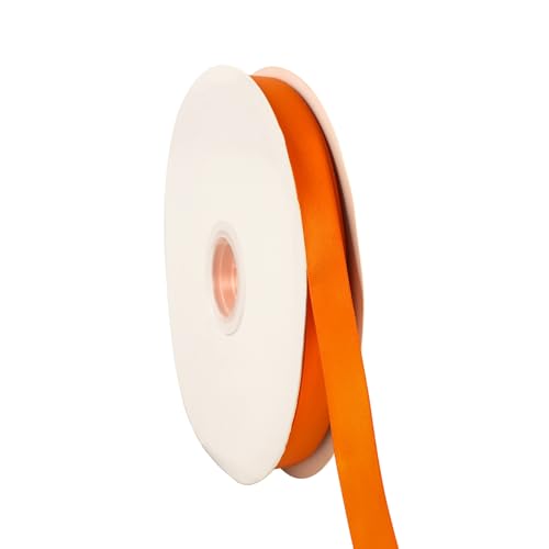 Doppelseitiges orangefarbenes Satinband, 1,6 cm x 91,4 m, Bastelstoffband, Polyesterbänder für Geschenkverpackungen, Hochzeit, Schleifen, Kranz, Urlaubsdekoration, DIY Nähen (orange) von Xjoviative