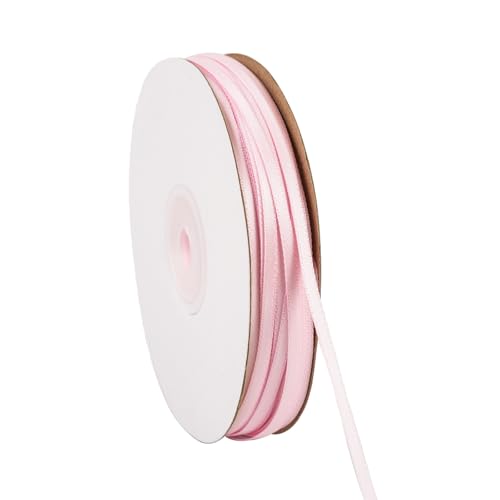 Doppelseitiges rosa Satinband, 0,3 cm x 91,4 m, dünnes Band, Bastelstoff, Polyesterbänder für Geschenkverpackungen, Hochzeit, Schleifen, Kranz, DIY Nähen (Rosa) von Xjoviative