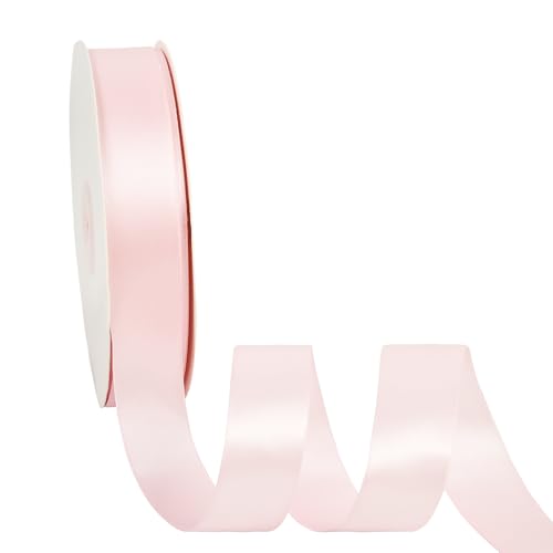 Doppelseitiges rosa Satinband, 2,5 cm x 45,7 m, Bastelstoff, Polyesterbänder für Geschenkverpackungen, Hochzeit, Schleifen, Kranz, Urlaubsdekoration, DIY Nähen von Xjoviative