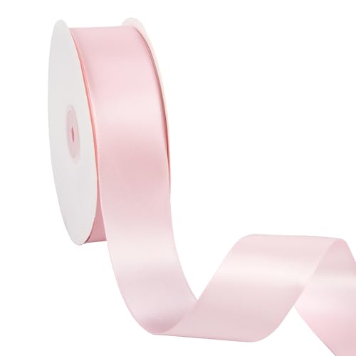 Doppelseitiges rosa Satinband, 3,8 cm x 45,7 m, breites Band, Bastelstoff, Polyesterbänder für Geschenkverpackungen, Hochzeit, Schleifen, Kranz, Urlaubsdekoration, DIY Nähen von Xjoviative