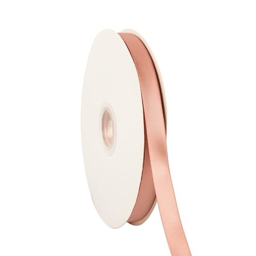 Doppelseitiges rotgoldenes Satinband, 1,6 cm x 91,4 m, Bastelstoffband, Polyesterbänder für Geschenkverpackungen, Hochzeit, Schleifen, Kranz, Urlaubsdekoration, DIY Nähen (Roségold) von Xjoviative