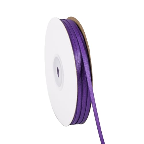 Doppelseitiges violettes Satinband, 0,3 cm x 91,4 m, dünnes Band, Bastelstoff, Polyesterbänder für Geschenkverpackungen, Hochzeit, Schleifen, Kranz, DIY Nähen (lila) von Xjoviative